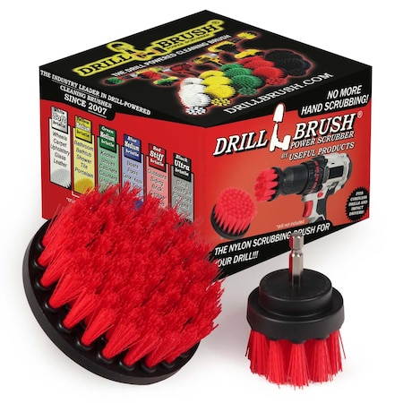 Drill Brush Power Scrubber By Useful Products 5 in W 5 in L Brush, Red R-S-42-QC-DB